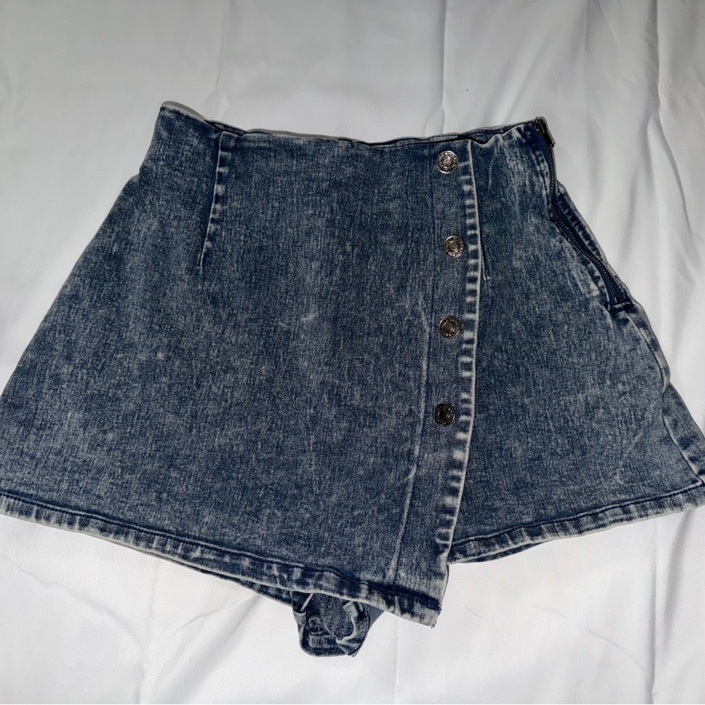 Flying Tomato Denim Skort XS Button Front Mini Skirt Shorts